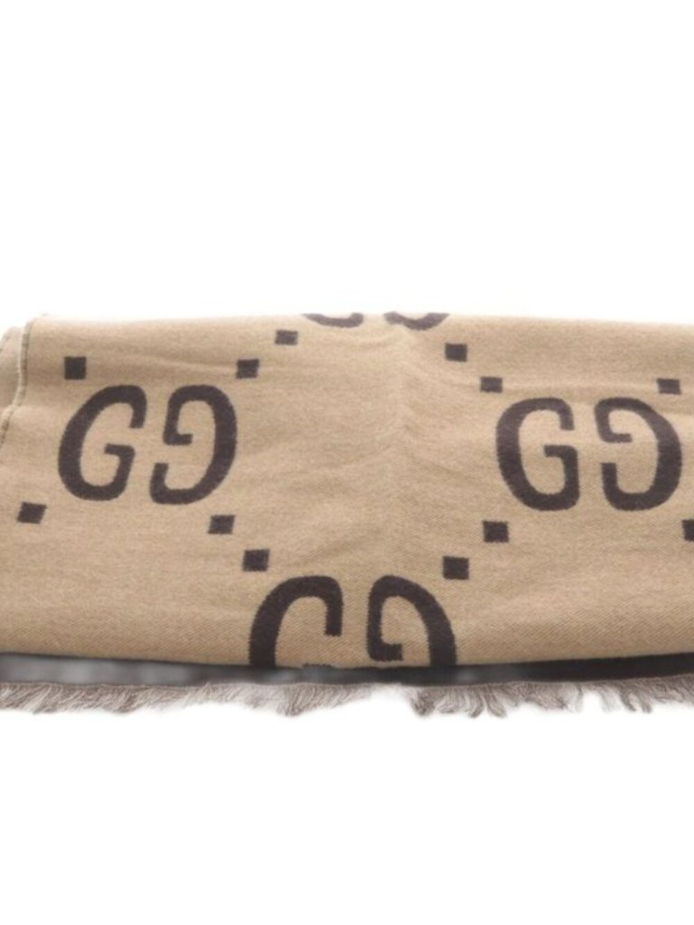 Gucci GG Jagadouble Silk Scarf Shawl Beige Brown - Picture 2 of 6